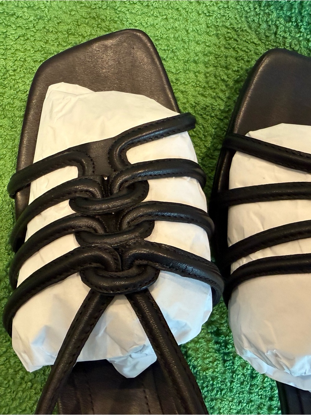 SCHUTZ Black Strappy Knotted Leather Heeled Sandals - Picture 4 of 6